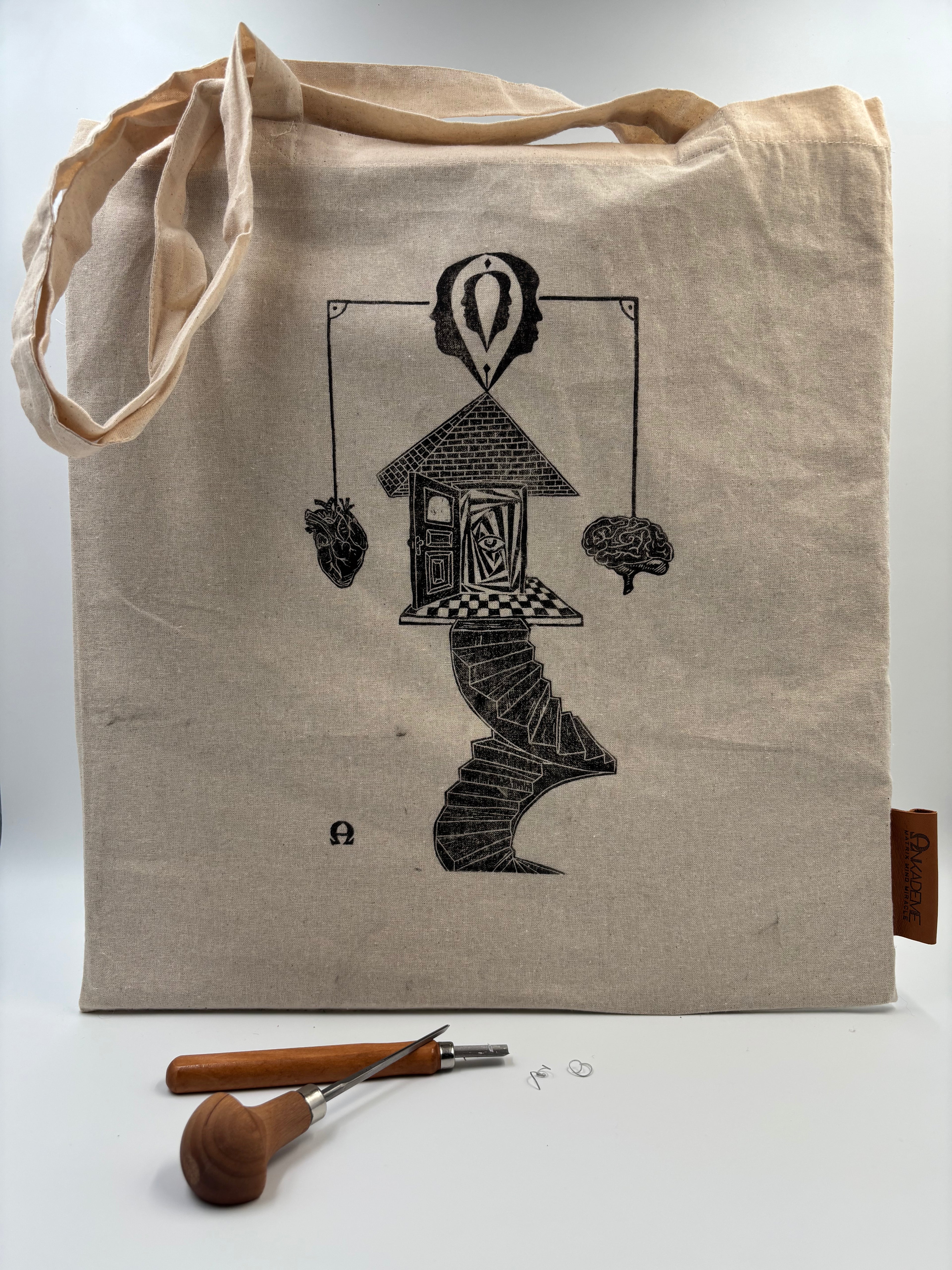 Jutebeutel - Linoldruck „Der echte Winkel“ · Bewusstsein, Tragfähigkeit & Haltung