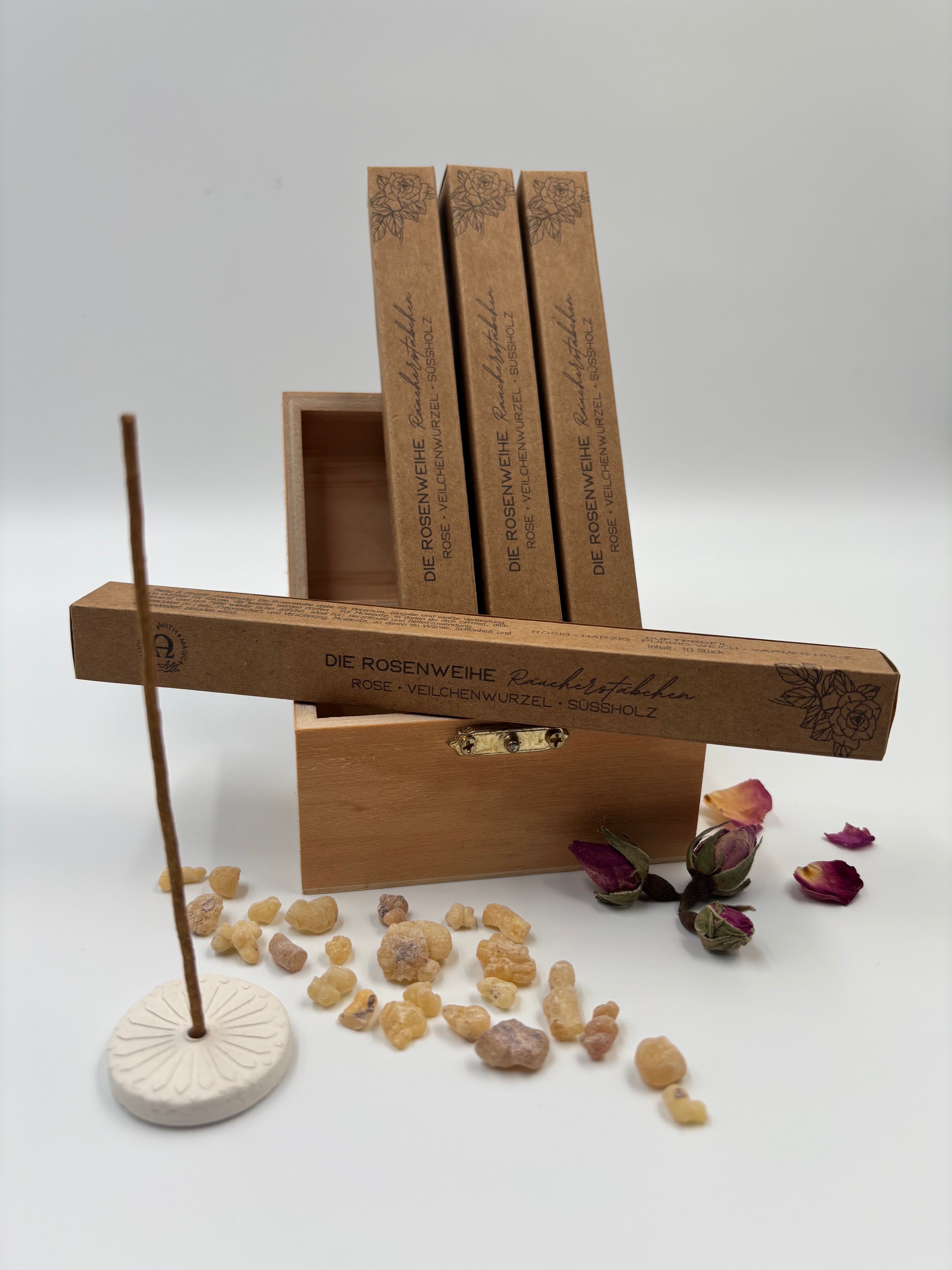 Räucherstäbchen – Die Rosenweihe · Herzraum, Hingabe & Verbindung | 10 Stück