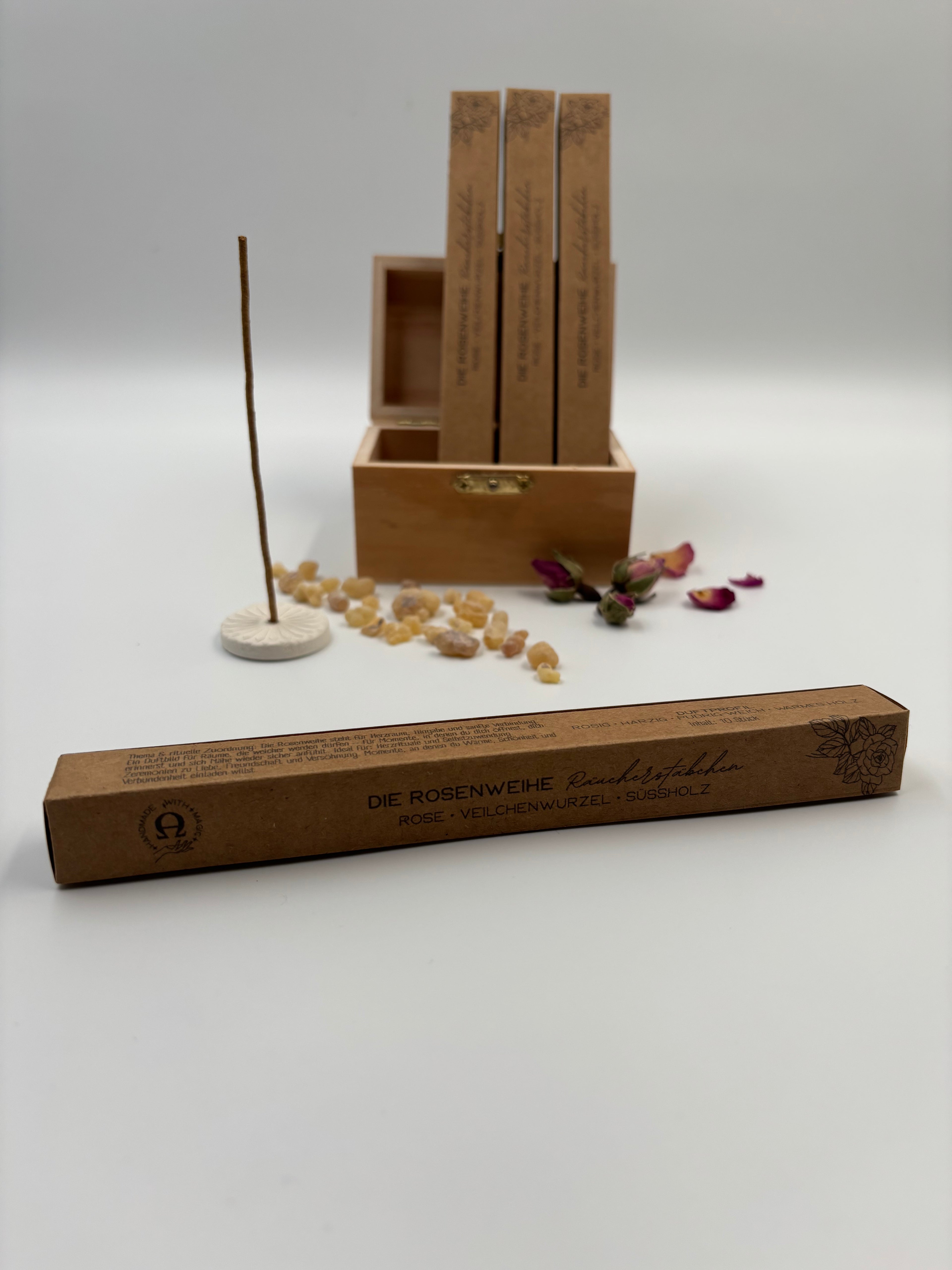 Räucherstäbchen – Die Rosenweihe · Herzraum, Hingabe & Verbindung | 10 Stück