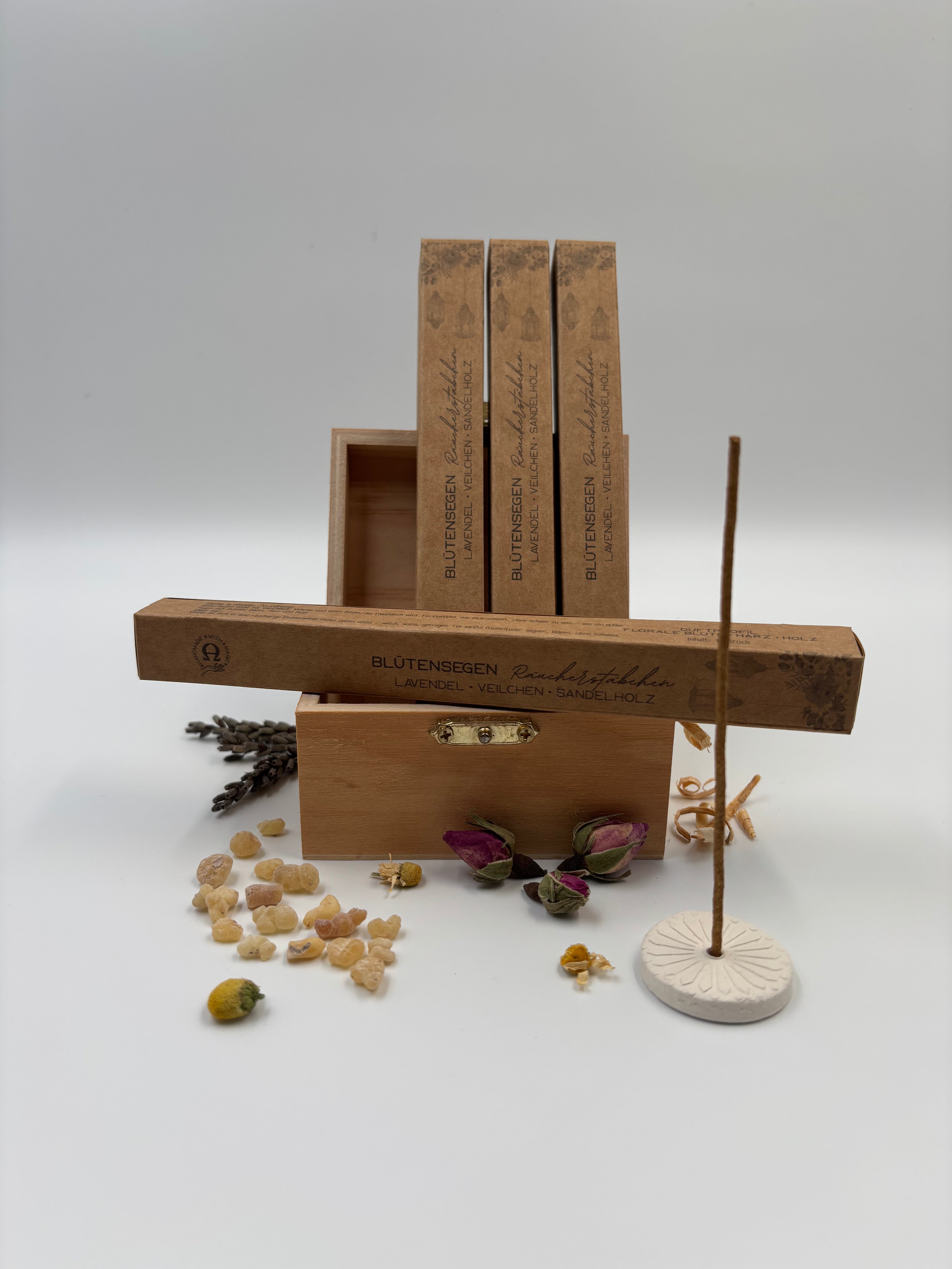 Räucherstäbchen – Blütensegen · Weichheit, Wärme & Segen | 10 Stück