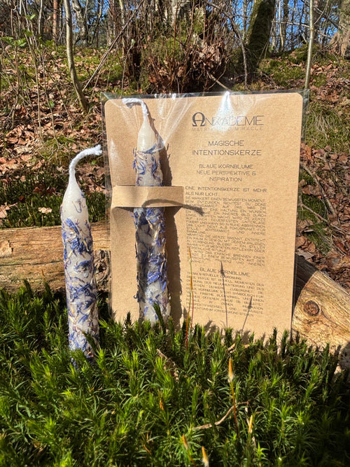 Intentionskerze – Blaue Kornblume · Neue Perspektive & Inspiration